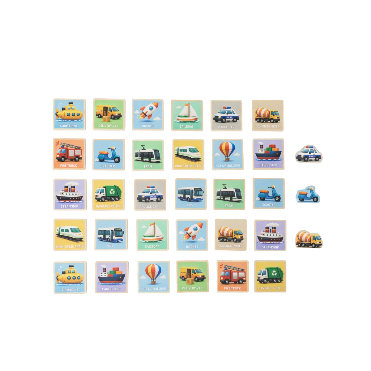 Kinder and Kids Memory Game 30pcs Set - Vehicle
